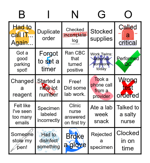 Lab Week Bingo Card