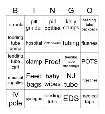 feeding tube bingo Card