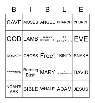 BIBLE BINGO Card