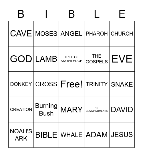 BIBLE BINGO Card