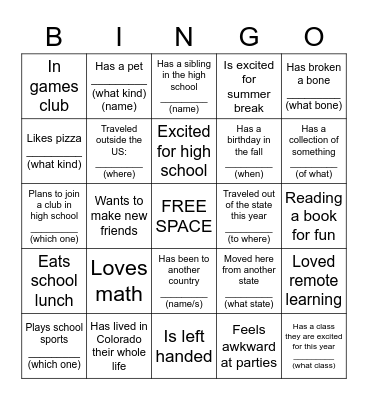 Find-a-Friend BINGO Card