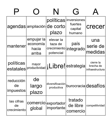 La economía peruana Bingo Card