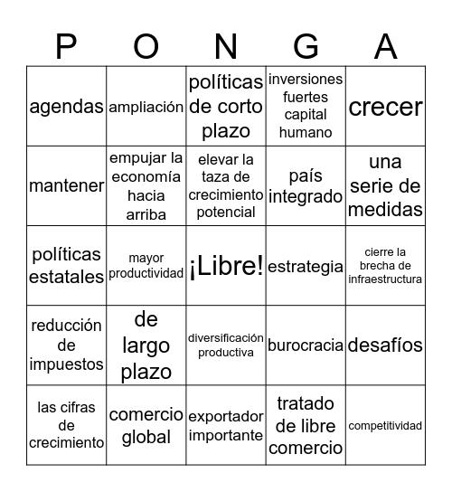 La economía peruana Bingo Card