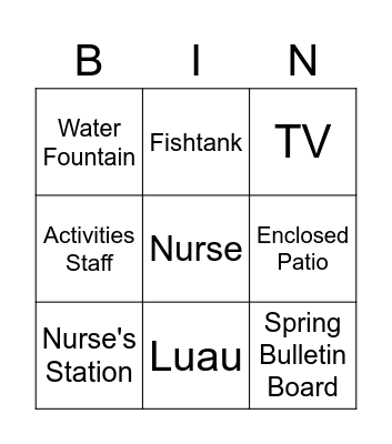 Nursing Home Week Bingo Card