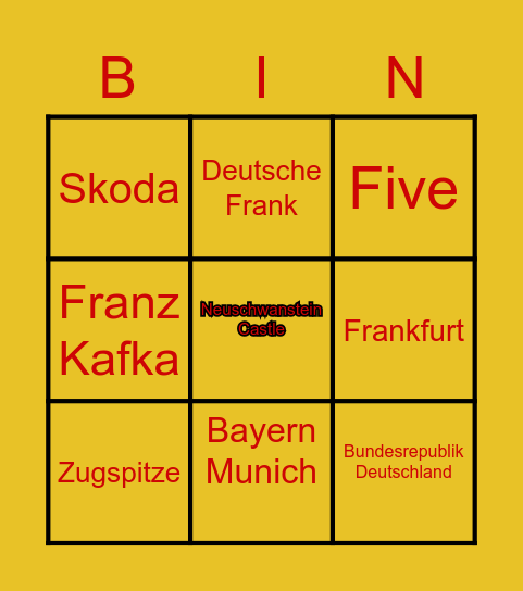 DEUTSCH CLUB BINGO Card