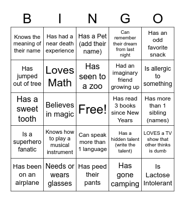 Storytellers B.I.N.G.O Bingo Card