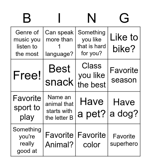 Primary Colors Bingo Board Bingo Card