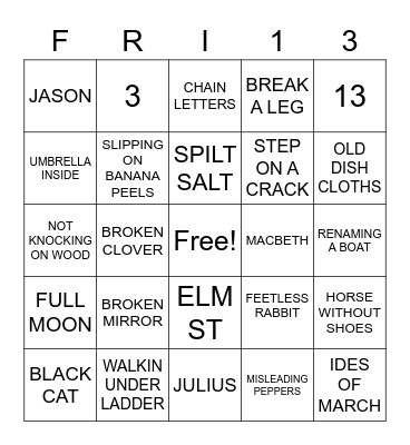 UNLUCKY BINGO Card