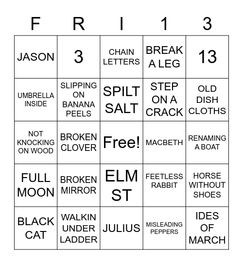 UNLUCKY BINGO Card