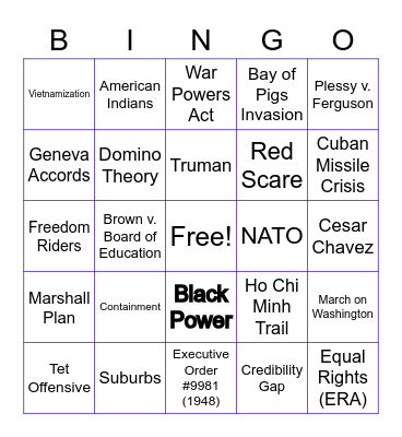 EOC BINGO Card