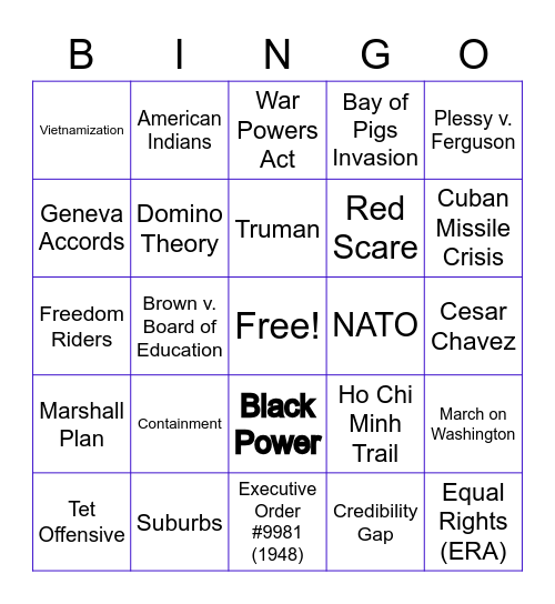 EOC BINGO Card