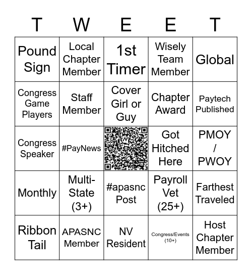 APA Congress #TweetUp Bingo Card