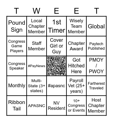 APA Congress #TweetUp Bingo Card