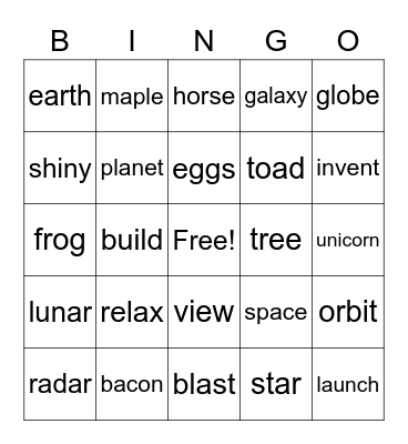 Level 2: Word Bingo #5 Bingo Card