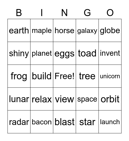 Level 2: Word Bingo #5 Bingo Card