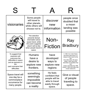 8th Grade STAAR Bulldog Camp Bingo Card