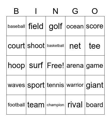 Level 2: Word Bingo #6 Bingo Card