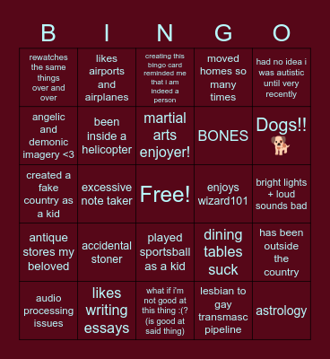 sleepy and lost <3 Bingo Card
