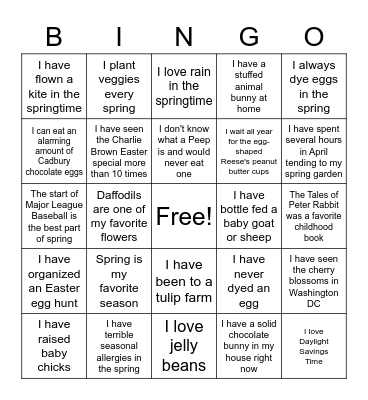 Spring Bingo Card