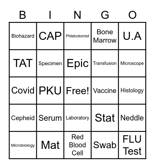 2022 Laboratory Week Bingo Card