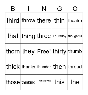 Th BINGO Card