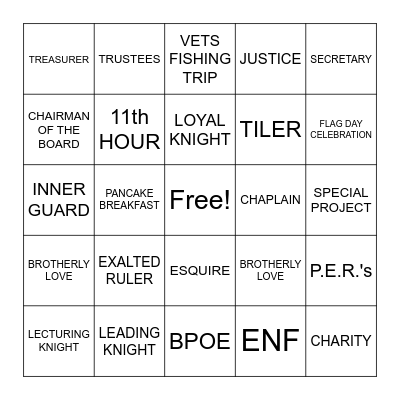 ELKS 541 BINGO Card