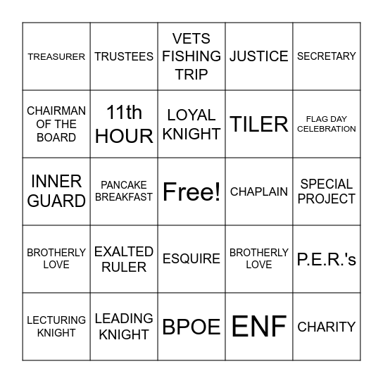 ELKS 541 BINGO Card