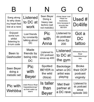 DRUMCODE Bingo Card