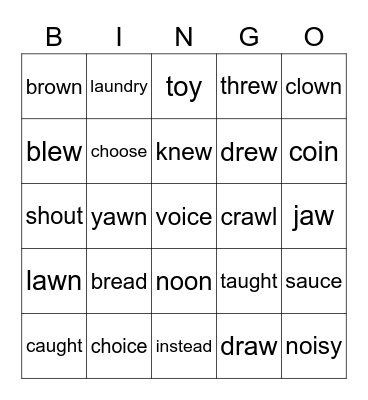 Mrs. Hand's diphthongs Bingo Card