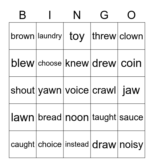 Mrs. Hand's diphthongs Bingo Card