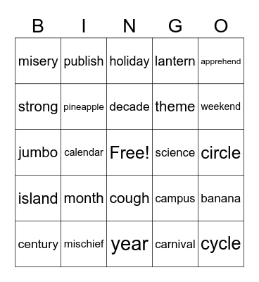 Level 3 Bingo #4 Bingo Card