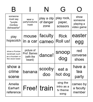 Mini Movie Easter Egg Bingo Card