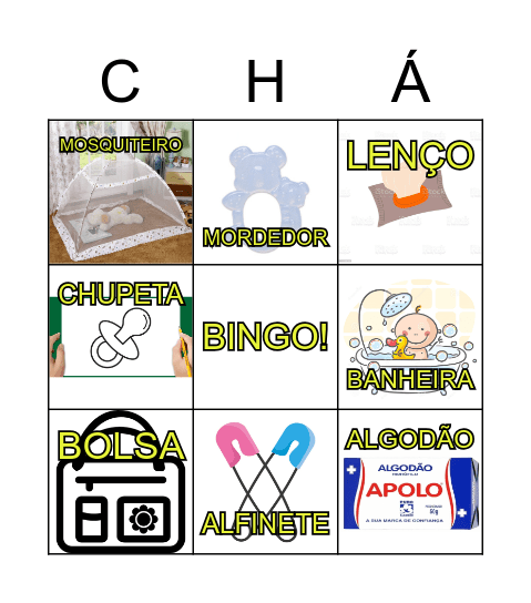 Chá de Bebê Bingo Card