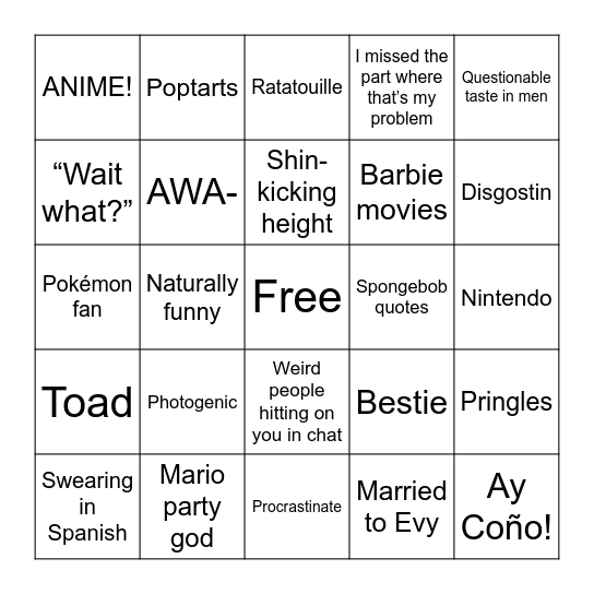 Salt Bingo Card