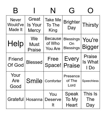 Sip 'n Praise Bingo Card