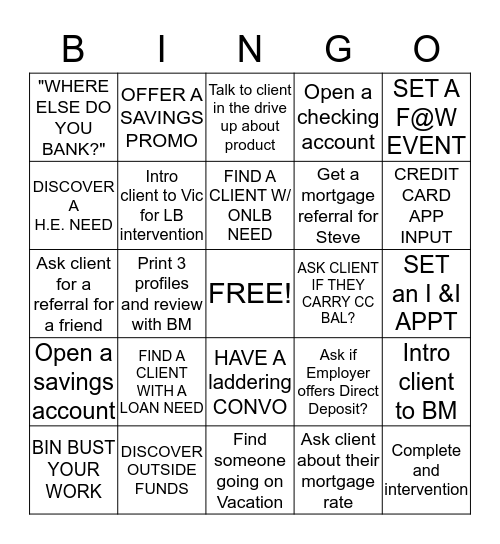 WHITE LAKE BINGO Card