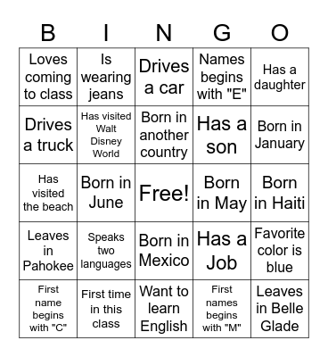 I know you!!! Bingo Card