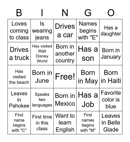 I know you!!! Bingo Card