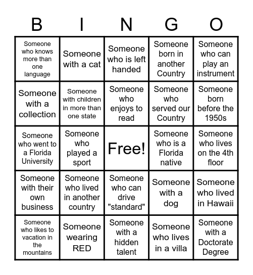 Get to Know Your Legacy Neighbor! Bingo Card