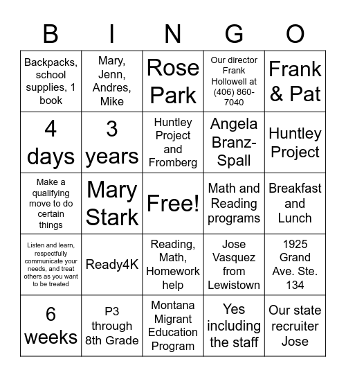 Bingo Card