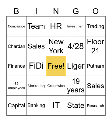 Chardan Bingo Card