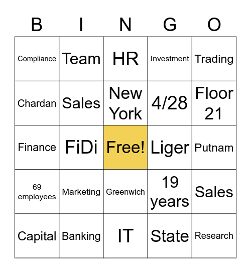 Chardan Bingo Card