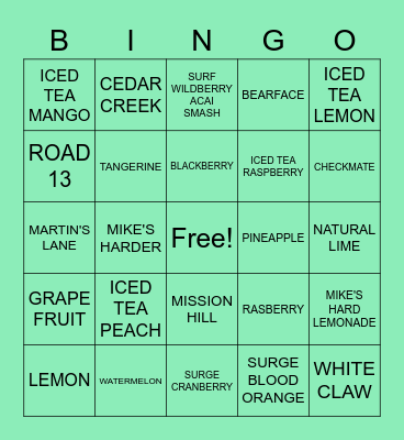 MAG White Claw & Wineries Bingo Card