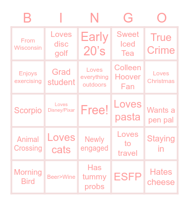 Brittney’s Bingo Card