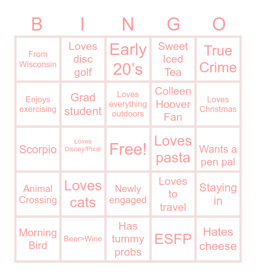 Brittney’s Bingo Card