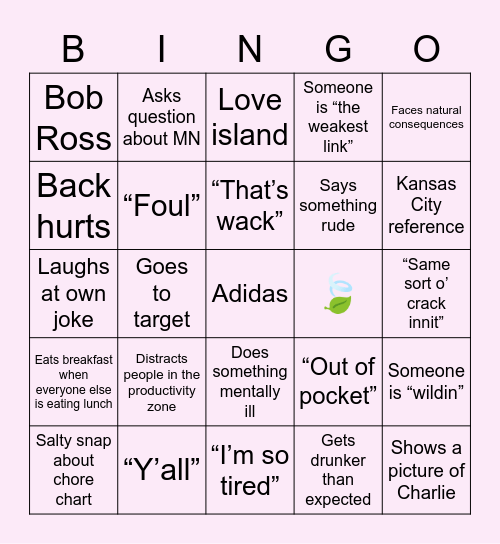 Lily Bingo Card