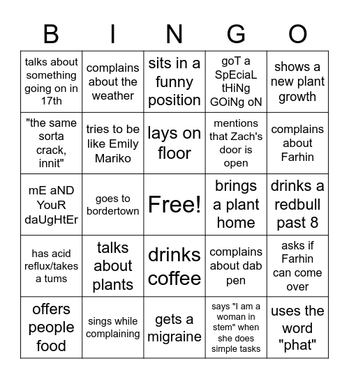 madison's bingo Card