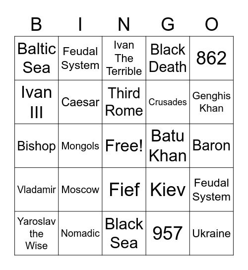 Kievan-Rus Bingo Card