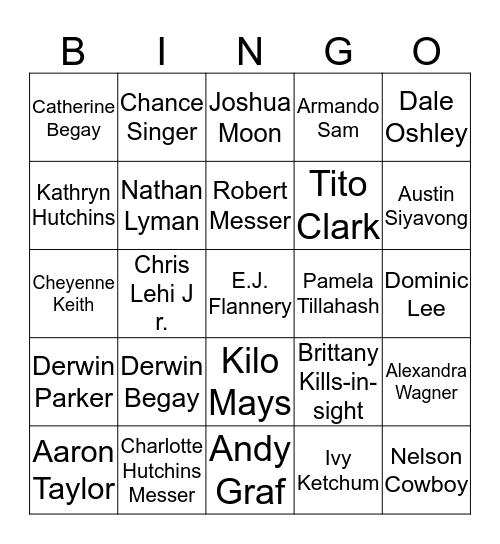 Warrant Bingo Card