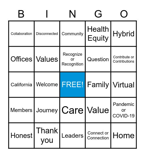 CEO Roadshow BINGO Card